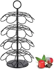 MOTRAIN Coffee Pod Holder Stand, Black Steel Rotating Cup Carousel for Home or Office, 4 Tiers, 36 Pods Storage Organizer, Spins 360-Degrees