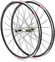 Road Bike Front Rear Wheels 700C V/C Brake Wheelset Carbon Fiber Hubs Aluminium Alloy Rims with Flat Spokes QR 8 9 10 11 Speed Cassette Flywheel (Color : Green Hub, Size : 700C)