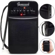 *NEW* Jameson Electronics AM/FM Pocket Portable Battery Operated Black Radio