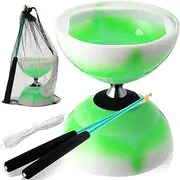 Simgoing Chinese Yoyo Diabolo Set Includes Colorful LED Diabolo Toy Light up with 2 Pieces Diabolo Sticks, 1 Piece Diabolo String, 1 Piece Net Bag for Fun(Green)