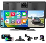 Portable Carplay Screen with 4K Dash Cam, Bluetooth Car Audio Stereo Receiver,