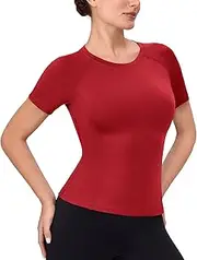 [SPVISE] Women's Compression Shirt Short Sleeve Workout Tops Athletic Baselayer Dry Fit Running Yoga Gym Basic T-Shirt Crewneck
