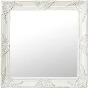 Wall Mirror, Retro Frame, Wall Vanity Mirror, Large Hanging Bathroom Mirror for Living Room, Bedroom, Entryway, 60 x 60 cm - Silver