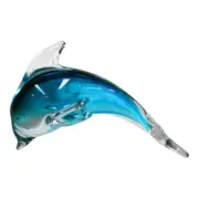 Glass 11cm Dolphin Home Decorative Paperweight Tabletop/Shelf Ornament Blue
