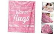 Get Well Soon Gifts for Women, Warm Hug Blanket with Inspirational Words, Pink