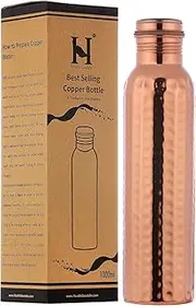 HealthGoodsAU - Traveller's Pure Copper Hammered Water Bottle for Ayurvedic Health Benefits Holds 950 Ml (32.12 Fluid Ounce) | Leak Proof and Joint Free Copper Bottle
