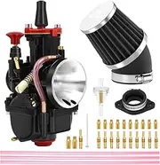 PWK 21mm Carburetor Racing Carb Kits with Air Filter 10pcs Main Jets 10pcs Slow Pilot Jets Universal for 2T 4T Engine Dirt Bike Motocross Motorcycle Scooter ATV Quad Go Kart (21mm)