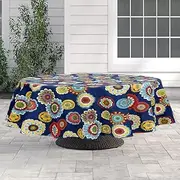 60" Round Outdoor Tablecloth Washable Waterproof Fade Resistant Wrinkle Free Patio Table Cloths Table Covers for Spring, Summer, Party, Backyard, Picnic, BBQS - Heronsbill Navy