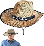 [Generic] Straw Sun Hat, Cowboy Straw Sun Hats Wide Brim, UV Protection Outdoor Caps, Western Cowboy Hat for Camping, Hiking, Gardening