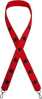 Lashicorn Red with Black Stars Beaded Purse Strap 49” Football Buck Eyes Gold Clasp Atlanta Cardinals Arkansas Razor Back Game Day Fans Clear Stadium Bag, Red, Black