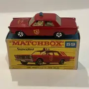 Matchbox Superfast #59 Fire Chief In Rare Original F Type Script Box MIB