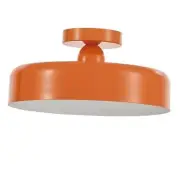 Vintage Semi-Flush Mount Ceiling Light Fixture Orange Brush Paint Finish