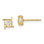 Real 14kt Yellow Gold Madi K CZ Princess Square Post Earrings