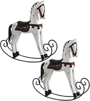 TOYANDONA 2pcs Wooden Ornament Vintage Home Decor Horse for Mini Retro Decor Vintage Horse Figure Home Decoration Rocking Horse Ornament Rocking Horse White Bamboo