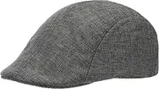 [Ukerdo] Summer Flax Flat Cap Cabbie Newsboy Duckbill Fitted Hats for Men Women Outdoor Drivers Accessories Brown Khaki Grey White Black Basic Solid Color