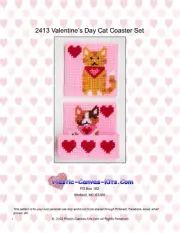 Valentine's Day Cats Coasters-Plastic Canvas Pattern or Kit
