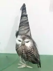 Christmas Halloween Decor German Silver Glitter Owl WITCH Hat Feathers Mantel