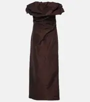 [Staud] Staud Andrea off-shoulder maxi dress AU 16 brown
