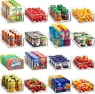 Set 16 Refrigerator Organizer Bins Plastic Pantry Storage Baskets Stackable Food