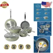 Elegant Green Ceramic Nonstick Cookware Set - Induction Safe 10-Piece Collection