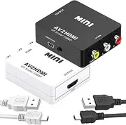 tunghey 2Pack AV to HDMI Converter, RCA to HDMI, 1080P Mini RCA Composite CVBS Video Audio Converter Adapter Support PAL/NTSC for TV/PC/ PS3/ STB/Xbox VHS/VCR/Blue-Ray DVD Players