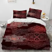 v2554 Bed Sheets Mandala Bohemia Flower Comforter Bedding Set,Duvet Cover Bed Set Quilt Cover Pillowcase,King Queen Size Bedding Set Adult Child 3-Pie