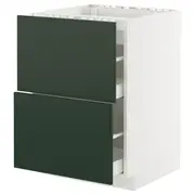 METOD / MAXIMERA base cab f hob/2 fronts/2 drawers, white/Havstorp deep green, 60x60x80 cm