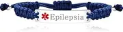 [Uloveido] Blue Engraved Epilepsy Medical Identity Bracelet Y3944, Stainless Steel Polyester, No gemstone