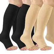 4 Pairs Toeless Compression Socks,15-20mmHg Neuropathy Socks Bunion Socks Opened Toe Compression Stockings for Men Women,Suit for Running,Nurse,Travel,Cycling,