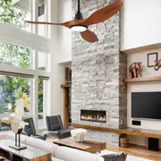 52" Noosa DC Ceiling Fan Bamboo, Teak, Dark Natural w/ Light 204115, 204116, 204117 Eglo Lighting