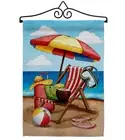Beach Chair Garden Flag Set Wall Hanger Summertime Fun and Sun Pool Luau Trop...