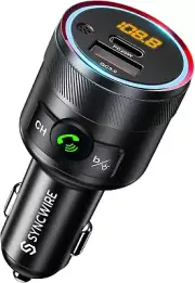 Bluetooth 5.3 FM Transmitter for Car, 38W PD&QC3.0 Dual USB Charging Bluetooth C