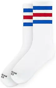 [American Socks] Classic old school sports socks with stripes for running, cycling, biking, crossfit, skateboarding or the gym