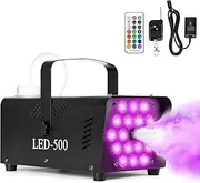 500W Smoke Machine, 18 LED RGB Light for Fog Machine with 13 Colorful LED Lights Effect, 2000CFM Fog, 1 Wired Receiver, and 2 Wireless Remote Controls. Perfect for Wedding, Halloween, Party,DJ.