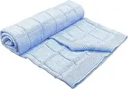 ANDY & HELEN - Baby Summer Cotton Blanket for Cradle, Breathable Knit with Squares, 29.5x35.5 inches, Sky (Light Blue)