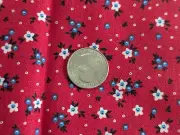 1Yd+14"/43" wide 100%cotton RED CALICO w/Sm "WHITE & BLUE" Flower print, NEW