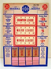 1940's Baseball Box Score Jackpot Punch Board Gambling Unused Old Store Stock