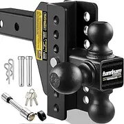 HANDNAM Drop Hitch Adjustable Trailer Hitch, Tow Hitch with 6-Inch Drop/Rise for Truck (12,500 LBS GTW), Adjustable Drop Hitch Fits 2-Inch Receiver, Trailer Hitches with Double Anti-Theft Pins Locks