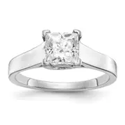 2.00ct. CZ Solid Real 14k White Gold Square Solitaire Engagement Ring