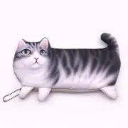 Creative Cute Cat Shape Pencil Case Korean Printing Meow Cat Pencil Bag Student Cosmetic Storage Bag Coin Cash Purse