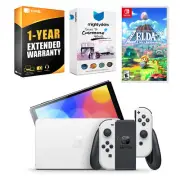 Nintendo Switch White OLED Console + The Legend of Zelda Link's Awakening Bundle