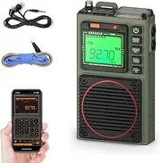Raddy RF75A APP Control Short Wave Radio Portable AM/FM/VHF/SW Receiver with Bluetooth Rechargeable Pocket Radio with 3M Wire Antenna