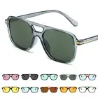 Trendy Square Sunglasses Retro Fashion Rectangle Shades Double Bridge Glasses