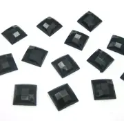 100 Black Flatback Acrylic Square Sewing Rhinestone Beads 14mm Sew On Beads