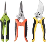 Garden Scissors - 3 Pack Stainless Steel Flower Shears | Heavy-Duty Ergonomic Clippers Tools for Outdoor Trimming Vegetable Grass Tree Flower Plant Use