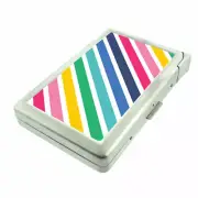 Rainbow Stripes Em1 Cigarette Case with Built in Lighter Metal Wallet
