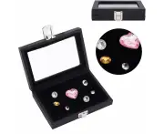 Jewelry Gemstone Display Ca 5.2x3.8x1.2 I h Imitation Leather Display Ca s Jewelry Gemstone Showca with Clear Glass Window for Diamond Pre ntatio