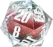 Sirius Dice D20 Snow Globe Dice - Silver Ink, Red, Green Glitter