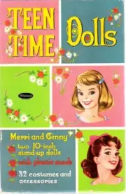 VINTAGE UNCUT 1960 TEEN TIME MERRI & GINNY PAPER DOLLS~#1 TOP REPRODUCTION~RARE