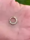 Septum Ear Clicker Daith Hinged Hopp 2mm Genuine Diamonds Bezel Setting 14k Gold